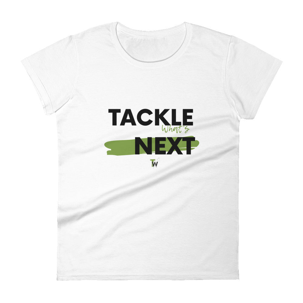 Tackle What's Next Paint Stroke | Women's Short Sleeve T-Shirt (Black, White)